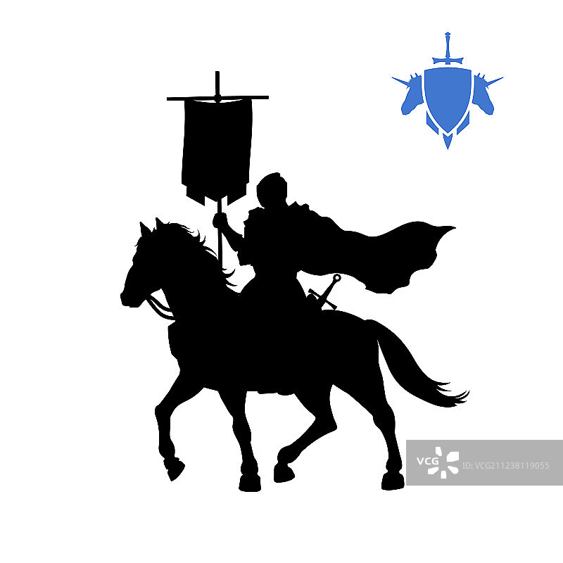 中世纪骑士黑色剪影图片素材
