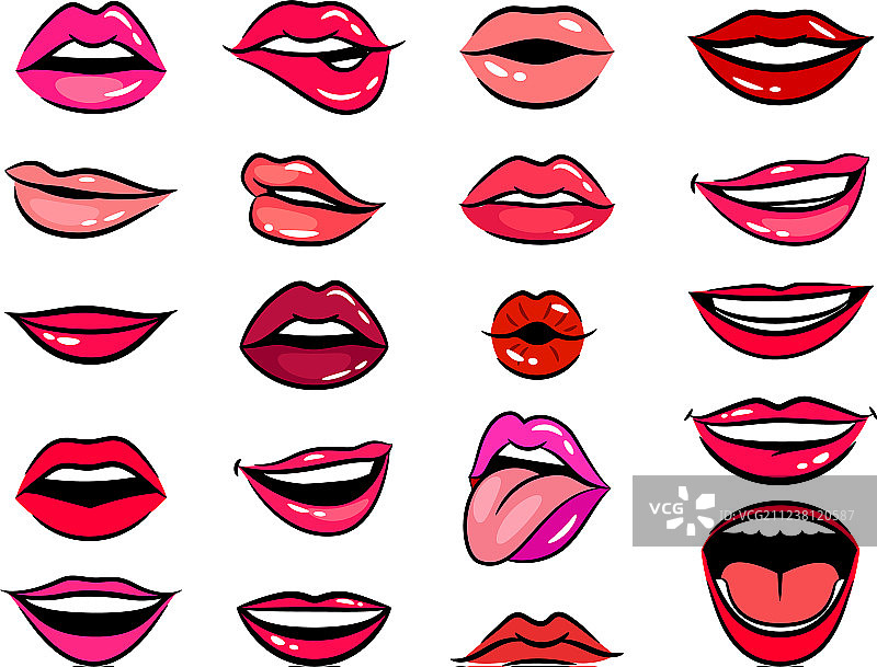 卡通女性嘴唇合集图片素材