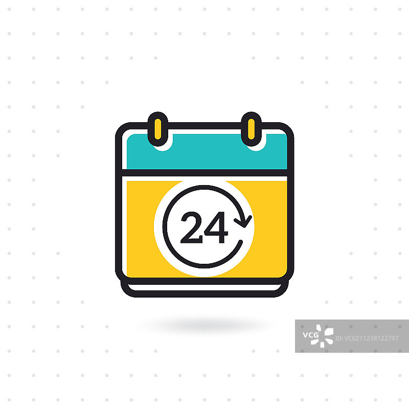 带有24小时符号的日历图标图片素材