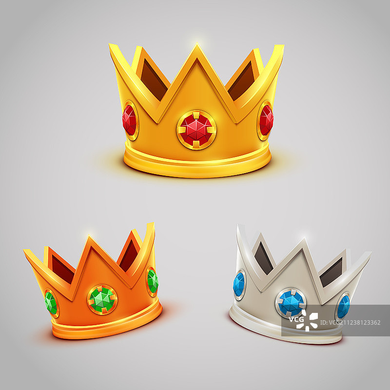 金色、银色、古铜色皇冠珠宝套装图片素材