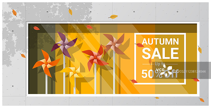 秋季促销橱窗展示图片素材