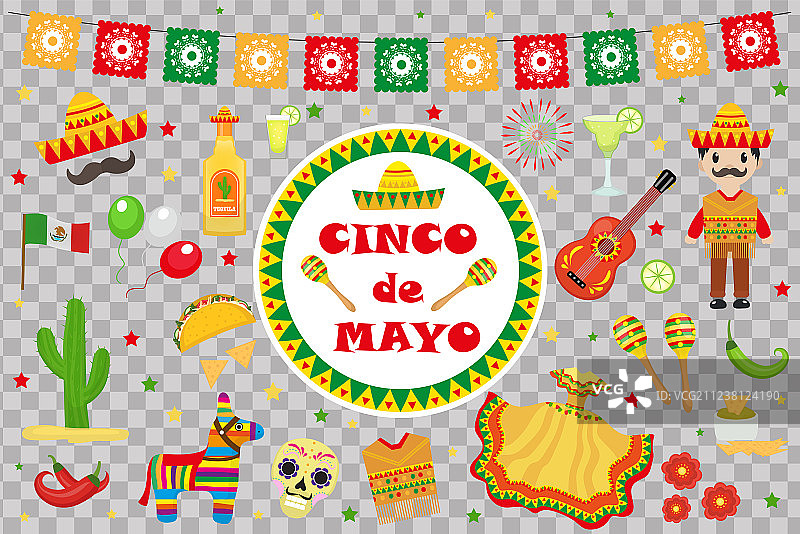 墨西哥五月五日节庆祝活动图标图片素材