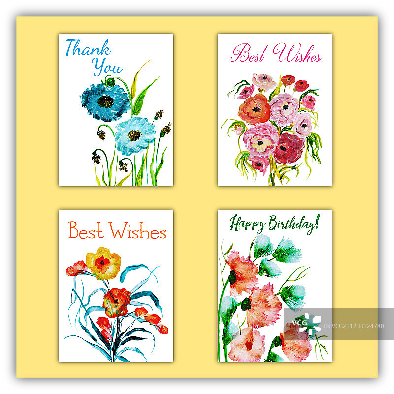 水彩花卉祝福卡片图片素材