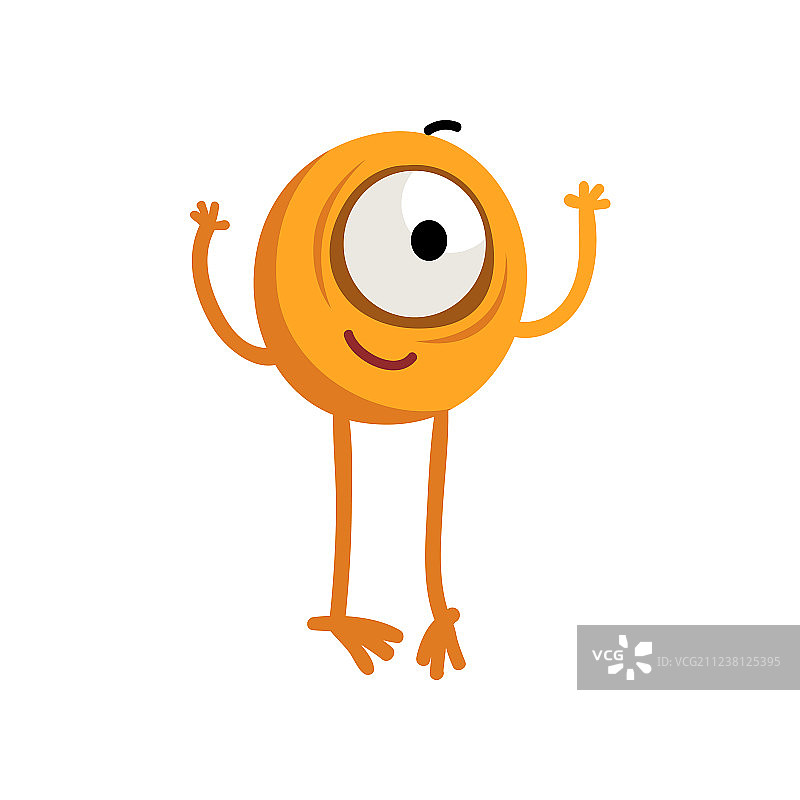可爱的卡通独眼黄色怪物角色图片素材