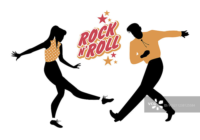 年轻夫妇身穿50年代服装跳摇摆舞图片素材