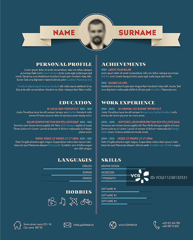 深色复古简历模板图片素材