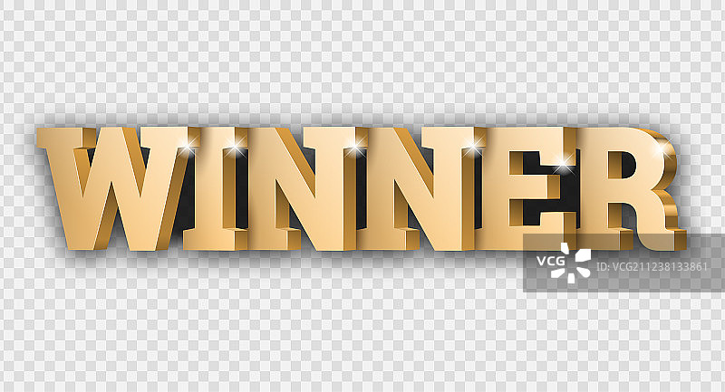 金色3D“优胜者”字样图片素材