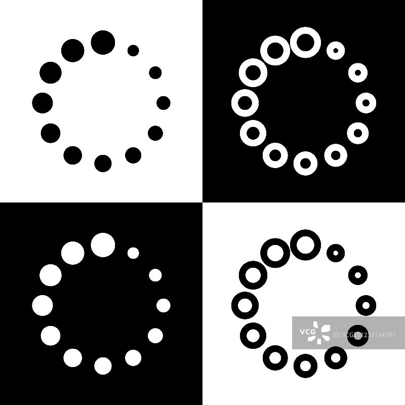 黑白圆形加载标志图片素材