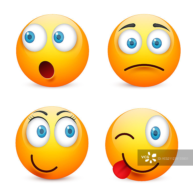蓝眼睛表情符号黄色笑脸图片素材