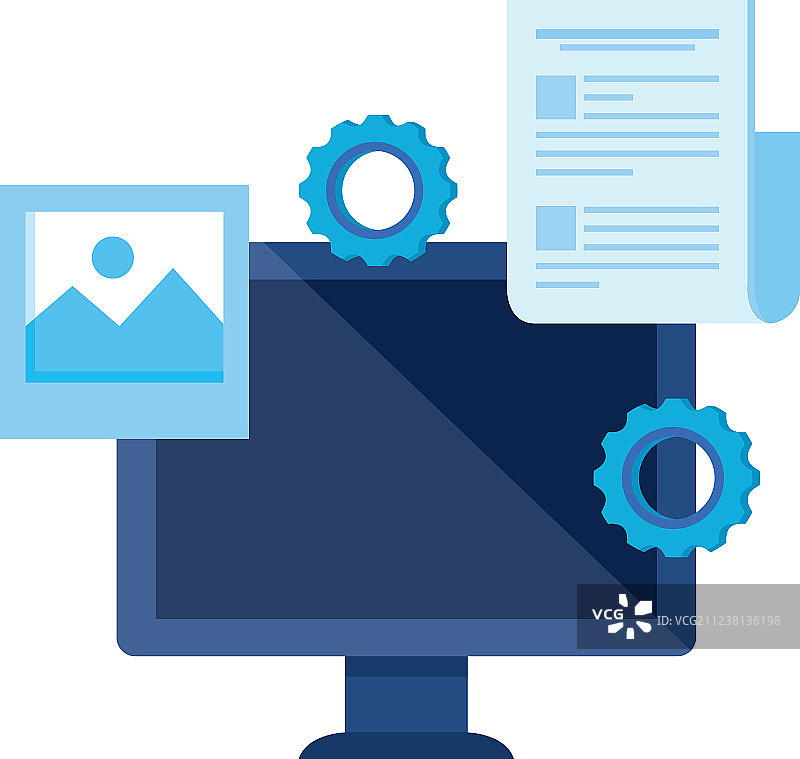 带有纸质文档的台式电脑图片素材