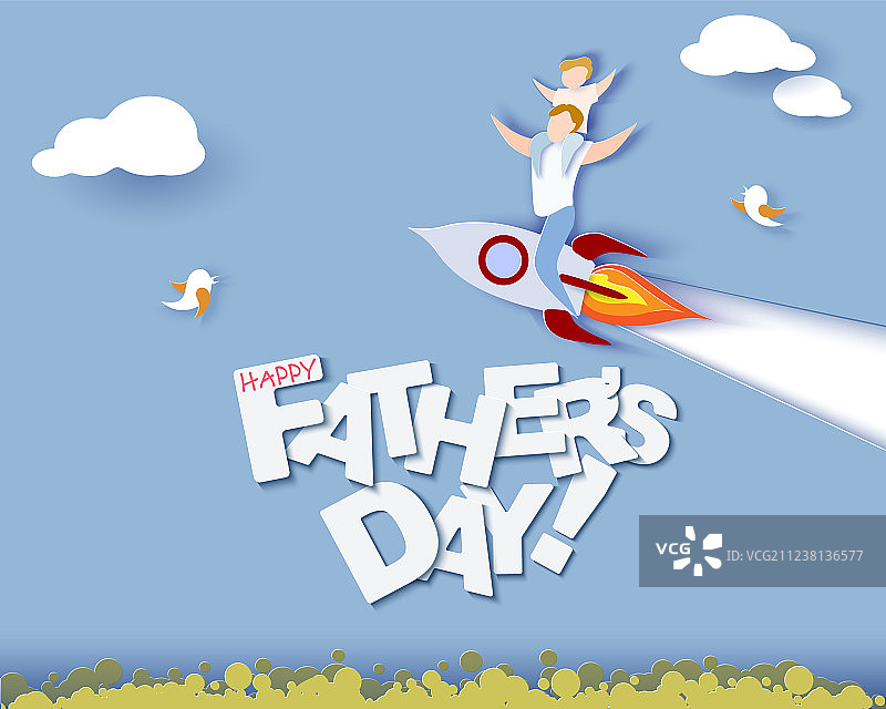父亲节快乐剪纸贺卡图片素材