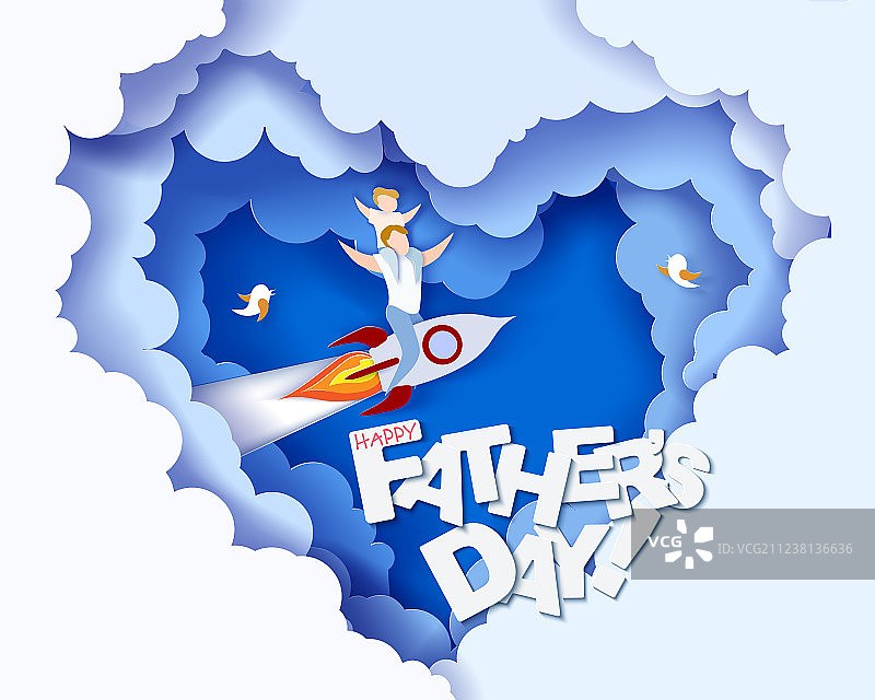 父亲节快乐剪纸贺卡图片素材