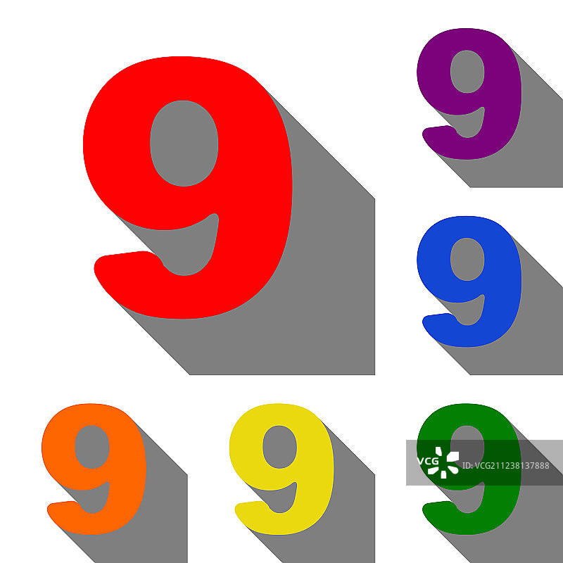 红色数字9标志设计模板元素图片素材