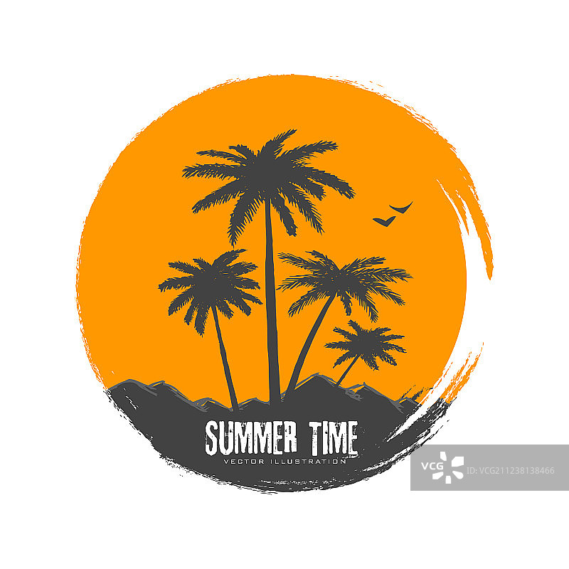 日落时分的棕榈树剪影图片素材