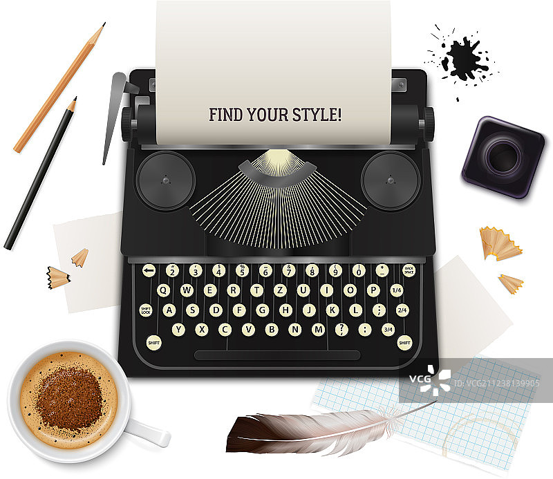 作家的逼真文学作品图片素材