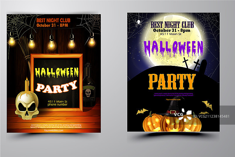 万圣节派对邀请贴在木墙上图片素材