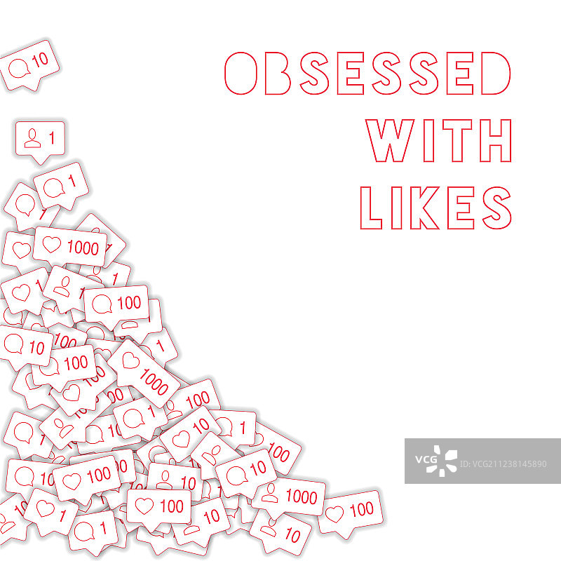 沉迷于点赞概念的社交媒体图标图片素材