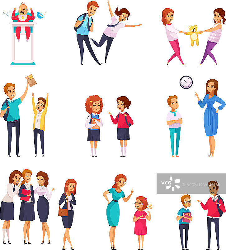 儿童欺凌卡通合集图片素材