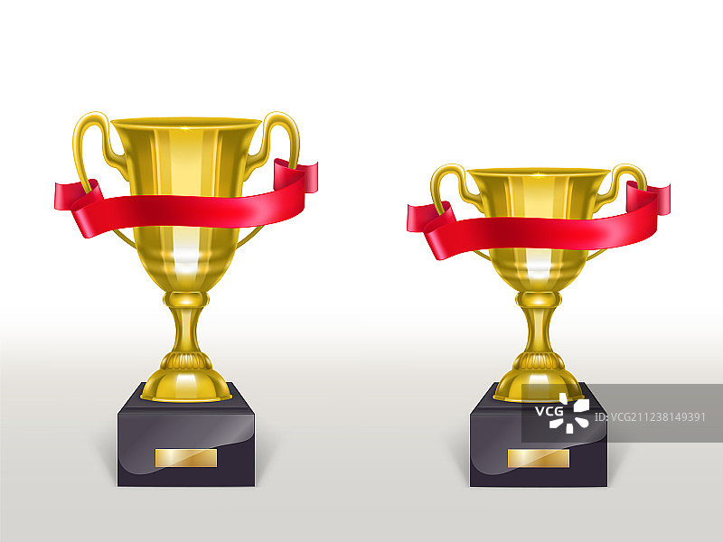 3D逼真带缎带的杯子底座图片素材