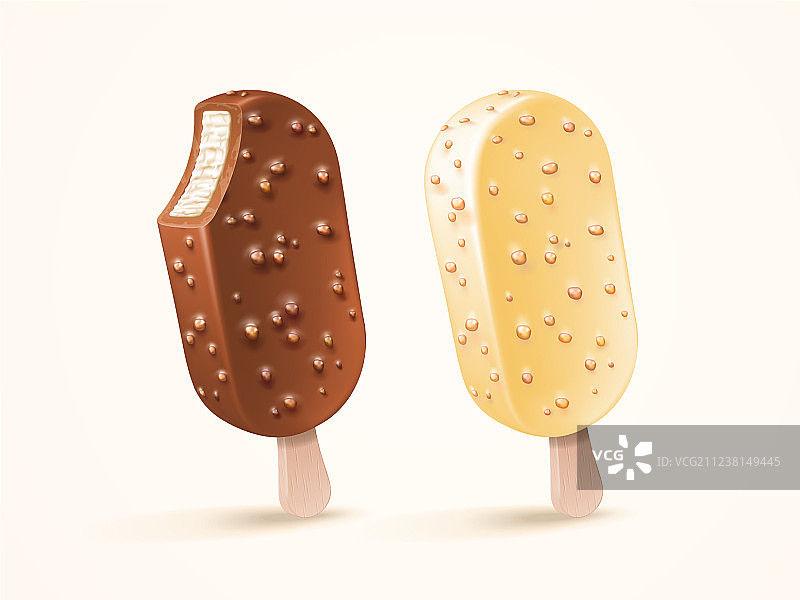 白巧克力和牛奶巧克力冰淇淋棒图片素材