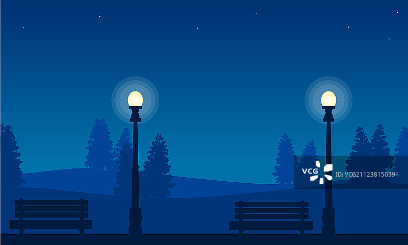 花园剪影上的街灯景观图片素材