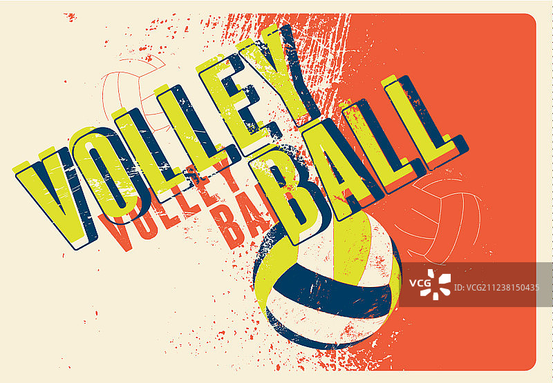 排球印刷复古风格海报图片素材