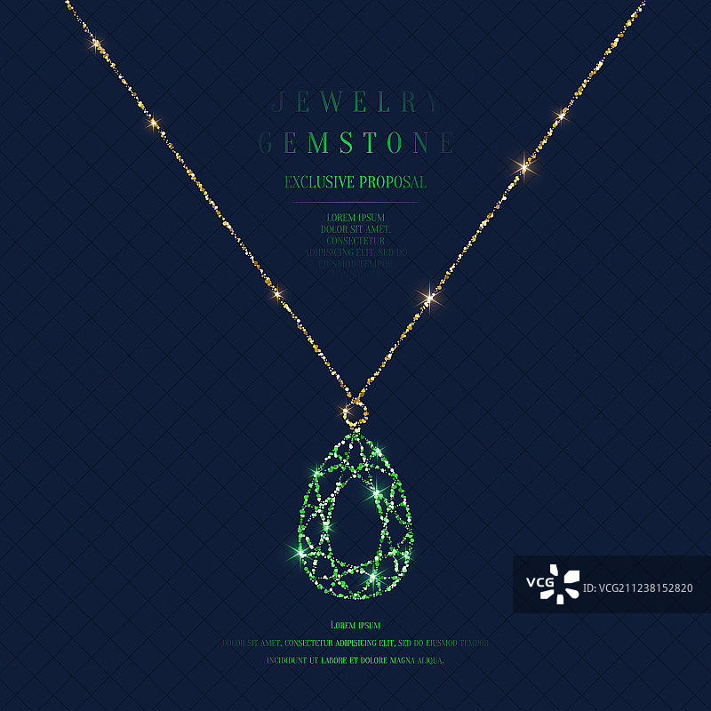 带有链子的珍贵吊坠的明亮海报图片素材