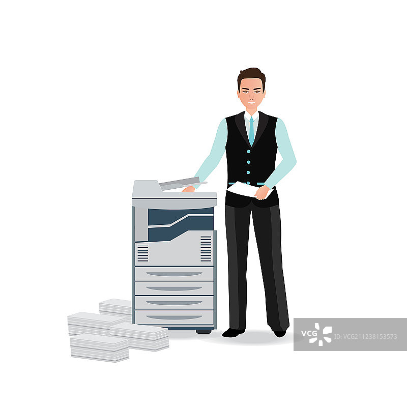 使用复印机或印刷机的商人图片素材