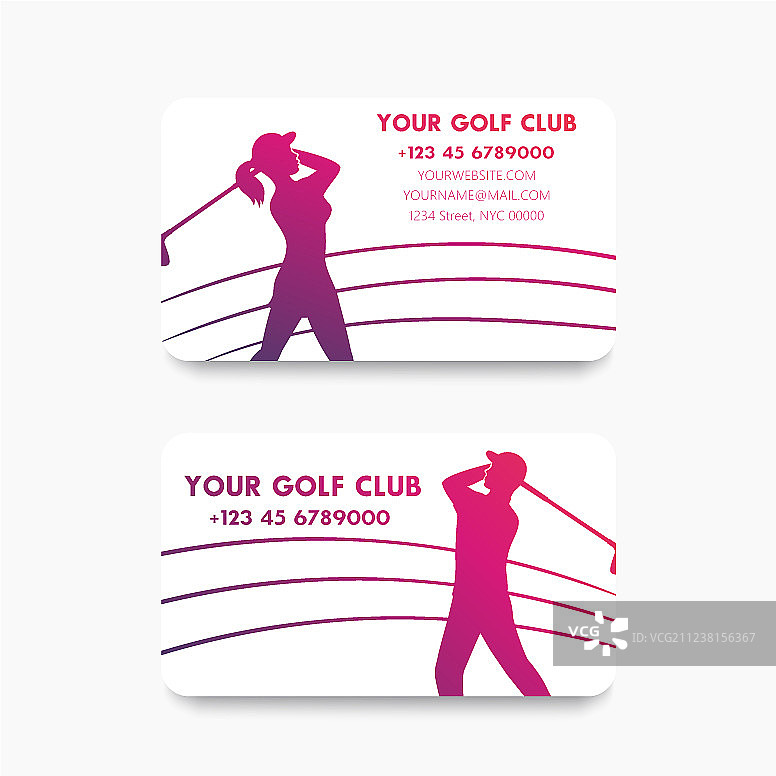 高尔夫俱乐部高尔夫球手商务名片设计图片素材