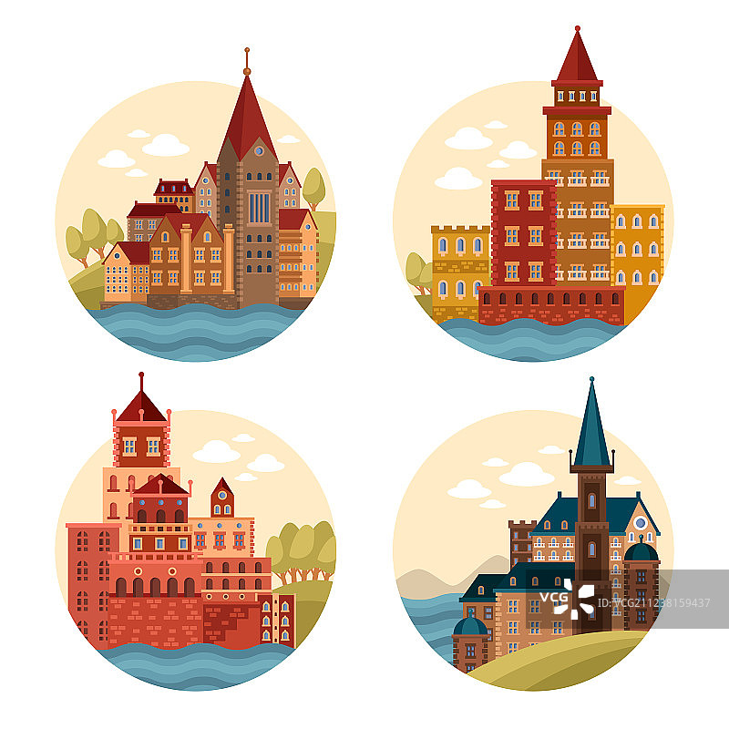 中世纪城堡和大教堂图片素材