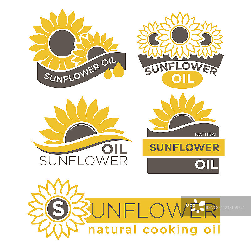 天然向日葵油标志套装图片素材