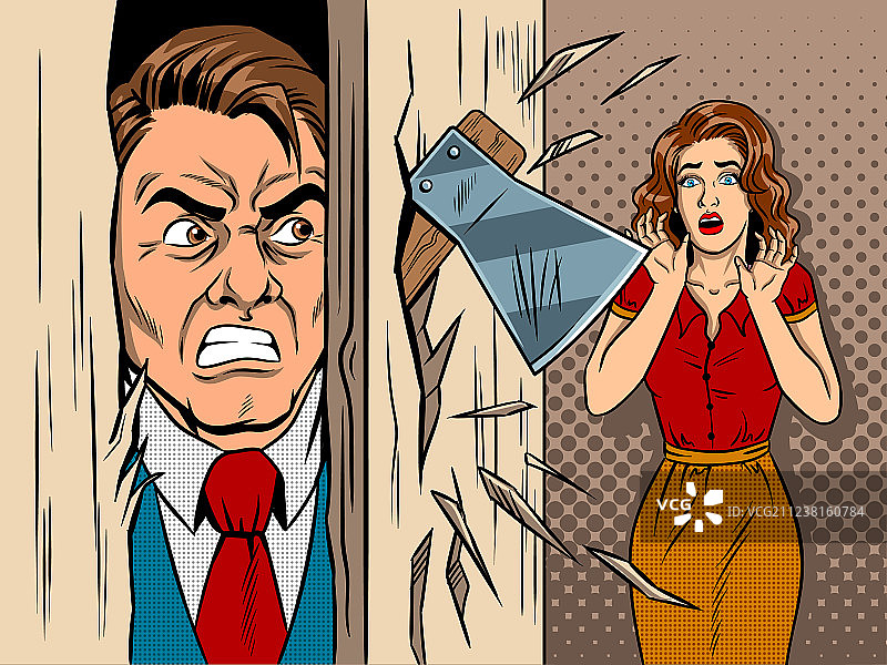 漫画风格的破门男子图片素材