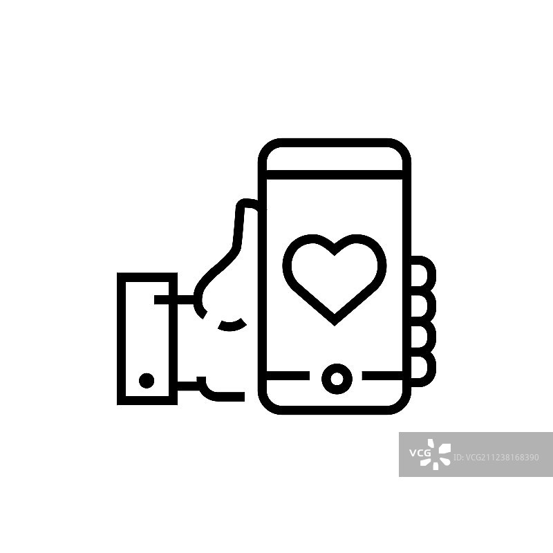 点赞单线设计独立图标图片素材