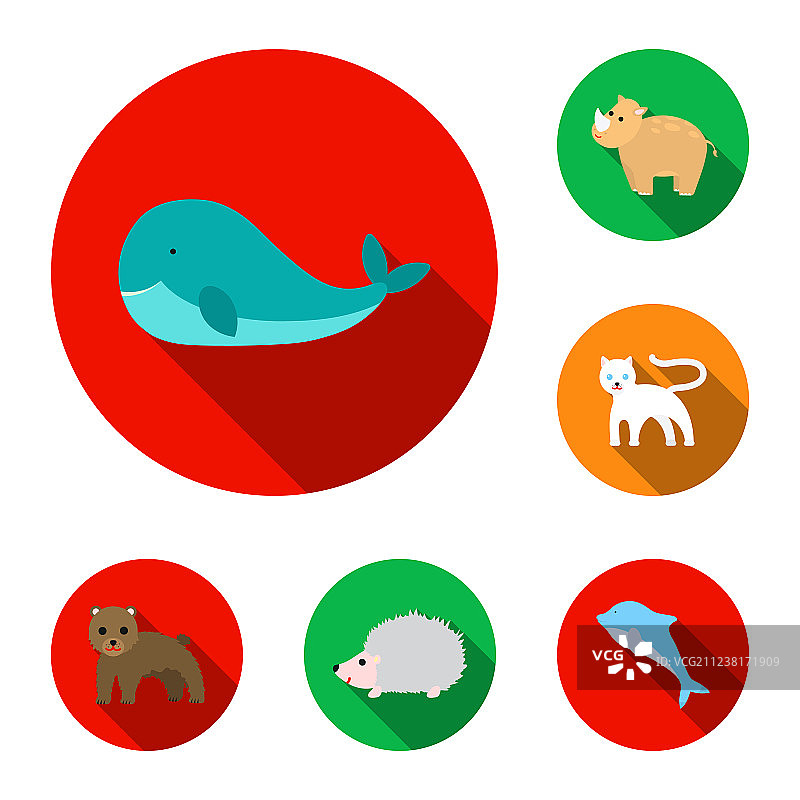 不真实的动物扁平图标集合图片素材