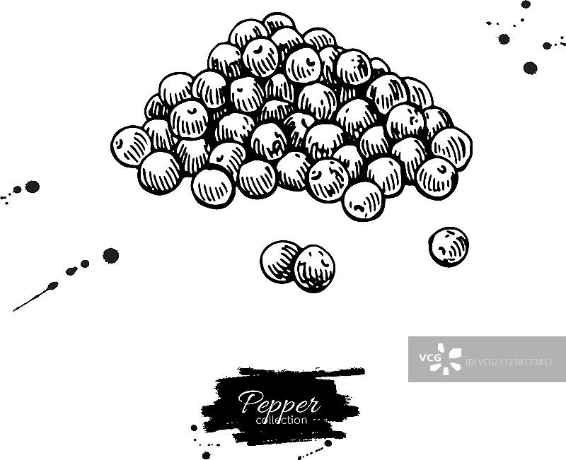 手绘的胡椒粒堆图片素材