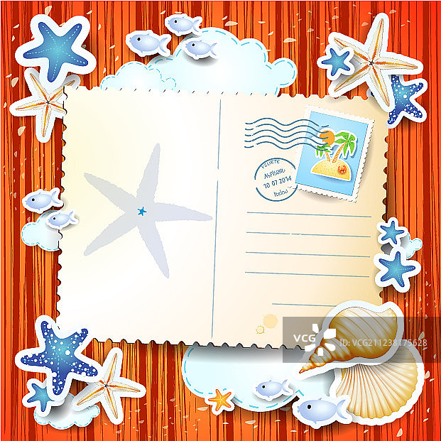 带明信片的节日背景图片素材