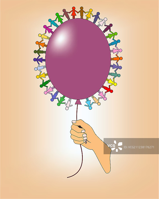 手持气球和小人图片素材