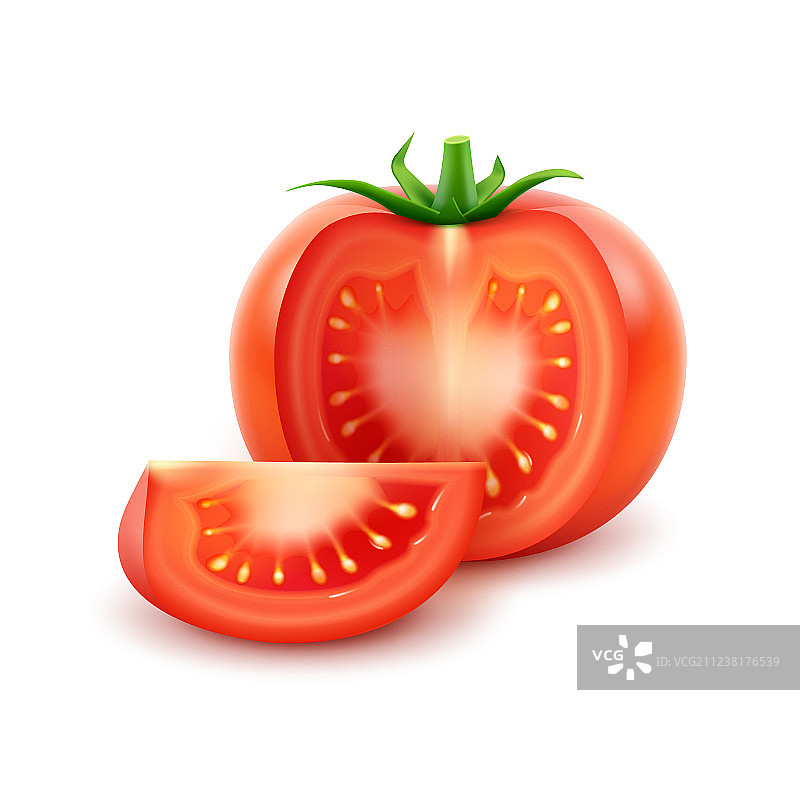 白色背景上的大个新鲜红番茄图片素材