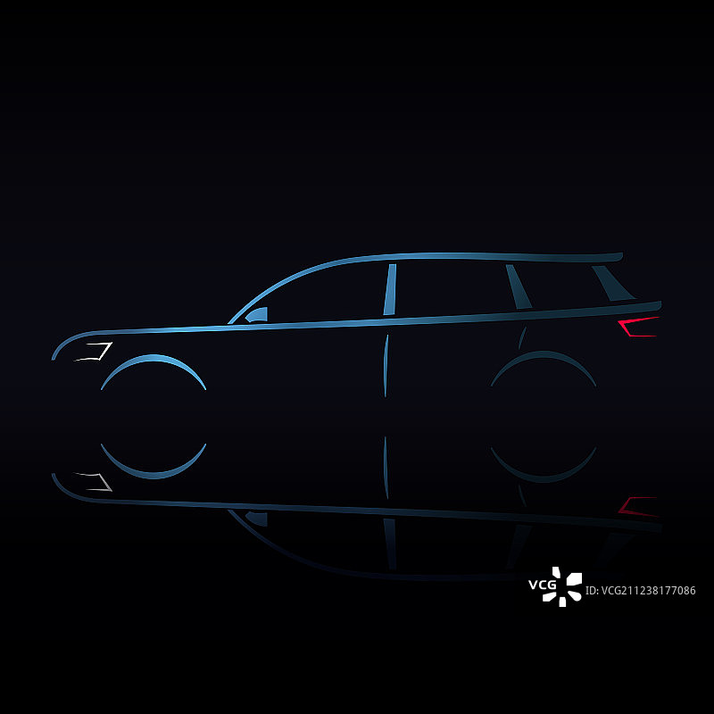 黑色背景上的蓝色旅行车设计图片素材