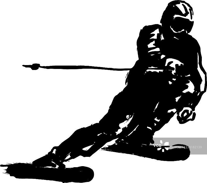 滑雪者手绘草图图片素材