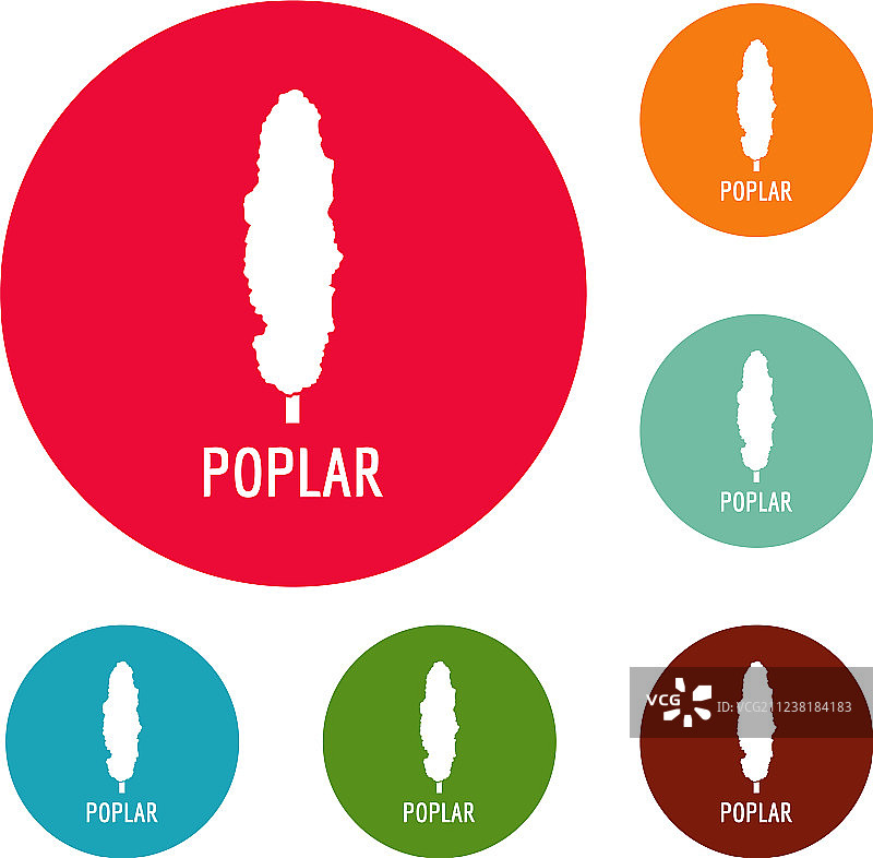 白杨树图标圆形合集图片素材
