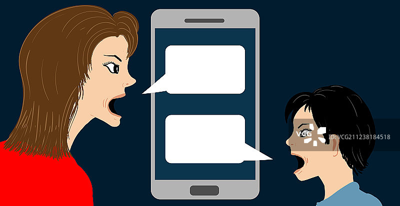 女人和男孩争吵的概念图图片素材