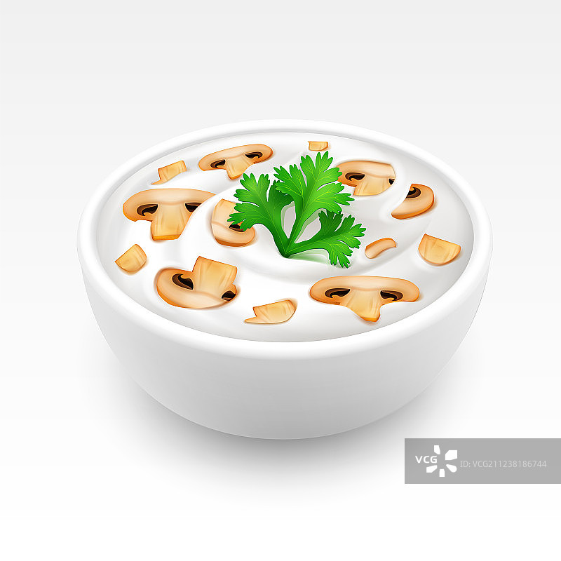 香芹口蘑酱料碗图片素材