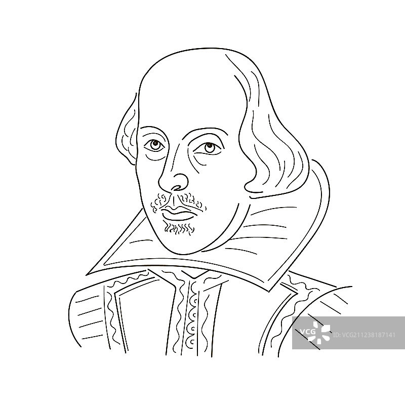 威廉·莎士比亚黑色素描图片素材