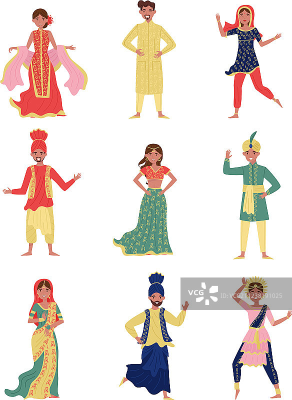 穿着民族服装的印度青年男女图片素材
