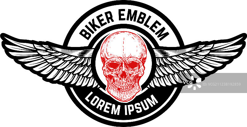 带翅膀的骷髅设计元素徽章图片素材