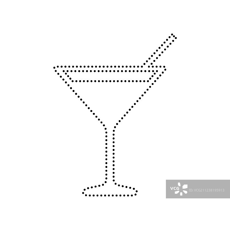 黑色虚线鸡尾酒标志图片素材