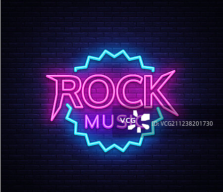摇滚音乐霓虹灯标志图片素材
