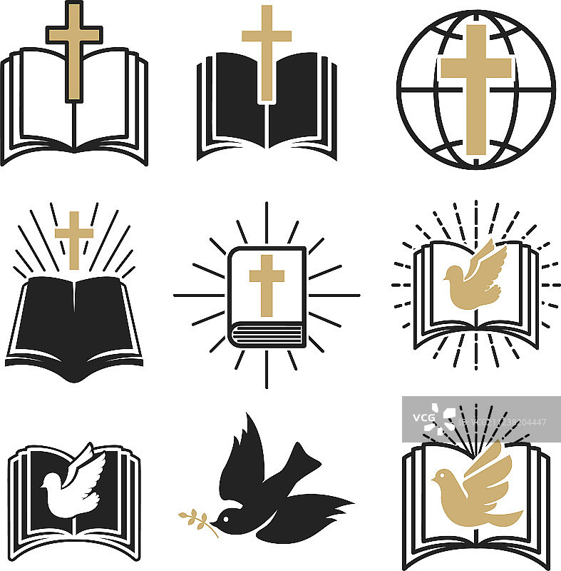 宗教标志十字架与鸽子素材图片素材
