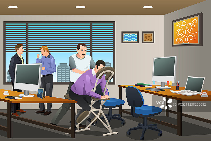 商务人士接受按摩治疗图片素材